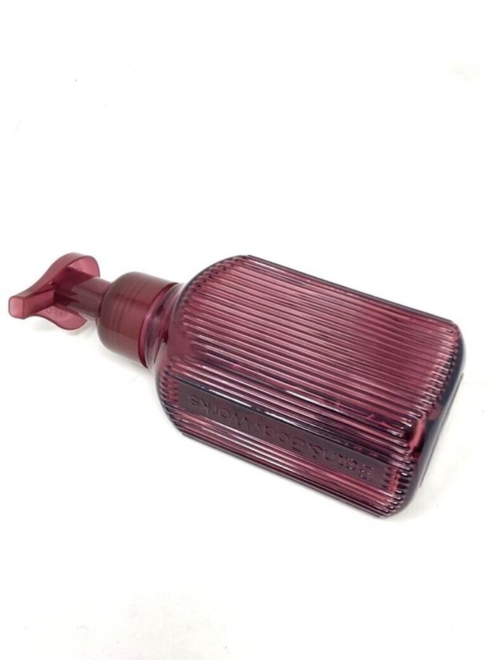 Bath & Body Works Maroon Vertical Lines Foaming Hand Soap Dispenser Glass - Picture 4 of 7
